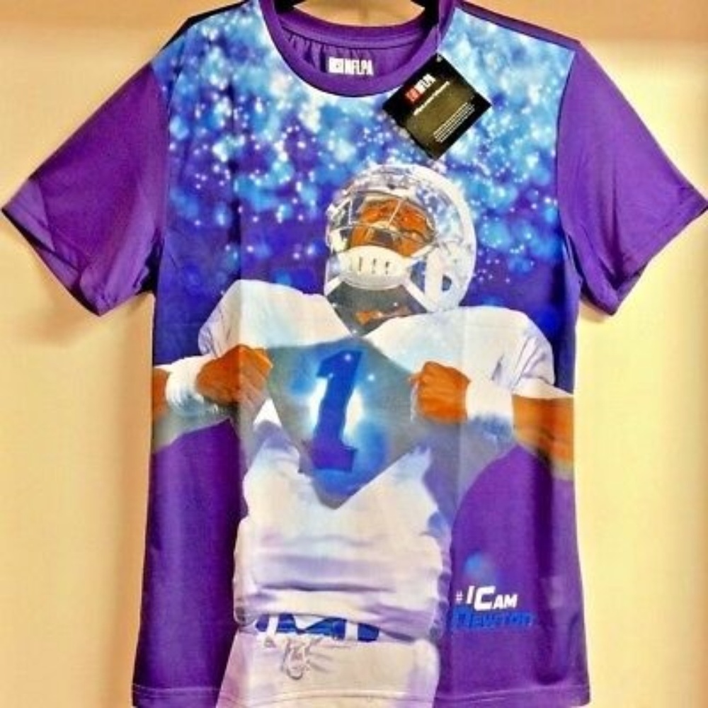 HOST PICK - CAM NEWTON CAROLINA PANTHERS BOYS POLYESTER TEE - Picture 1 of 1
